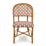 Biarritz French Bistro Rattan Chair - Flowers - White/Orange/Green