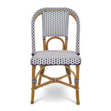 Lyon French Bistro Rattan Chair - Squares, Small - White/Navy Blue - Multi-Weave - White/Navy Blue