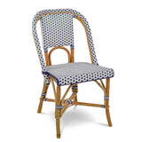 Lyon French Bistro Rattan Chair - Squares, Small - White/Navy Blue - Multi-Weave - White/Navy Blue