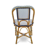 Lyon French Bistro Rattan Chair - Squares, Small - White/Navy Blue - Multi-Weave - White/Navy Blue