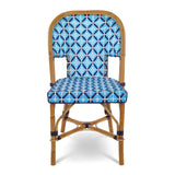 Saint Tropez French Bistro Rattan Chair - Crosses - Sky Blue/Navy Blue/White
