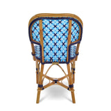 Saint Tropez French Bistro Rattan Chair - Crosses - Sky Blue/Navy Blue/White