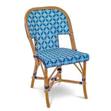 Saint Tropez French Bistro Rattan Chair - Crosses - Sky Blue/Navy Blue/White