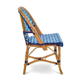Saint Tropez French Bistro Rattan Chair - Crosses - Sky Blue/Navy Blue/White
