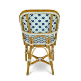 Valence French Bistro Rattan Chair - Crosses - White/Navy Blue/Sky Blue