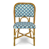 Valence French Bistro Rattan Chair - Crosses - White/Navy Blue/Sky Blue