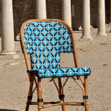 Saint Tropez French Bistro Rattan Chair - Crosses - Sky Blue/Navy Blue/White