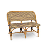 Lyon French Bistro Rattan Banquette/Bench, 2-Seater - Diamonds, Small - Gold/Navy Blue