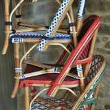 Saint Tropez French Bistro Rattan Chair - Crosses - Sky Blue/Navy Blue/White