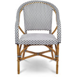 Paris French Bistro Rattan Armchair - Squares, Small - White/Black - Multi-Weave - White/Black