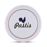 White Round Melamine French Pastis Tray, 14.5" Diameter