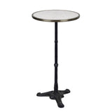 White Italian Carrara Marble French Bistro Bar Height Table, 20" Diameter