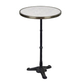 White Italian Carrara Marble French Parisian Bistro Bar Height Table, 24"Diameter