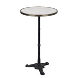 White Italian Carrara Marble French Bistro Bar Height Table, 24"Diameter