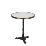 White Italian Carrara Marble French Bistro Table, 24" Diameter