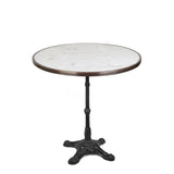 White Italian Carrara Marble French Bistro Table, 28" Diameter