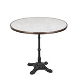 White Italian Carrara Marble French Bistro Table, 36" Diameter