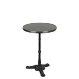 Black Granite French Bistro Table, 20" Diameter