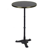 Black Granite French Bistro Table, Bar Height, 24" Diameter