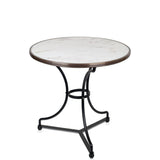 White Italian Carrara French Bistro Marble Table, 28" Diameter, with 3-Legged Base