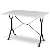 White Italian Carrara Marble French Bistro Table, 24" x 40" Rectangle