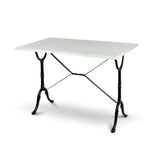 White Italian Carrara Marble French Bistro Table, 40" x 24" Rectangle