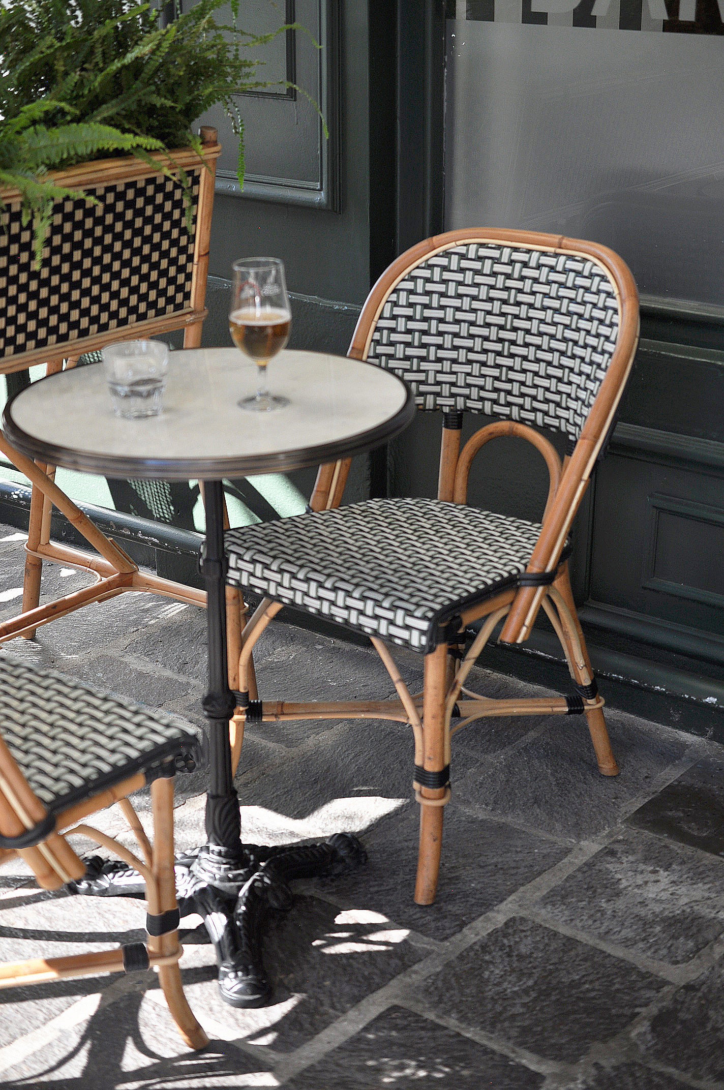 White Rectangle Ceramic (Faux Marbre) Bistro Table, 30