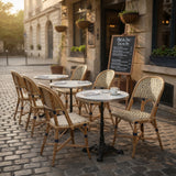 Valence French Bistro Rattan Chair - Diamonds, Small - Gold/Navy Blue