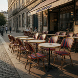 Biarritz French Bistro Rattan Chair - Arrows with Stripes - Navy Blue/Red