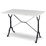 White Italian Carrara Marble French Parisian Bistro Table, 40" X 24", Rectangle