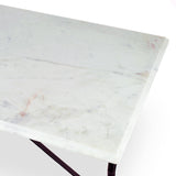 White Italian Carrara Marble French Bistro Table, 40" x 24" Rectangle