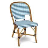 Cannes French Rattan Bistro Chair - Vertical - White/Sky Blue/Navy Blue