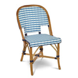 Cannes French Bistro Rattan Chair - Vertical - White/Sky Blue/Navy Blue