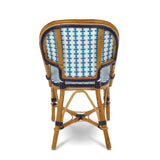 Cannes French Rattan Bistro Chair - Vertical - White/Sky Blue/Navy Blue