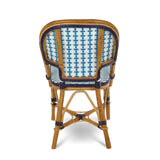 Cannes French Bistro Rattan Chair - Vertical - White/Sky Blue/Navy Blue