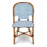 Cannes French Rattan Bistro Chair - Vertical - White/Sky Blue/Navy Blue