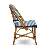 Cannes French Rattan Bistro Chair - Vertical - White/Sky Blue/Navy Blue