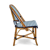 Cannes French Bistro Rattan Chair - Vertical - White/Sky Blue/Navy Blue