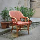 Cannes French Bistro Rattan Armchair - Reversed Diamonds - Gold/Red