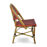 Biarritz French Bistro Rattan Chair - Arrows with Stripes - Navy Blue/Red