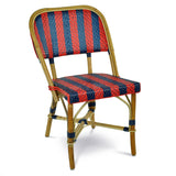 Biarritz French Bistro Rattan Chair - Arrows with Stripes - Navy Blue/Red