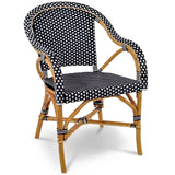 Paris French Bistro Rattan Armchair - Small Squares - Black/White