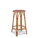 Valence French Bistro Rattan Counter Stool - Crosses - Red/Navy Blue/White