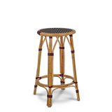 Valence French Bistro Rattan Counter Stool - Large Inverted Diamonds - Black/White