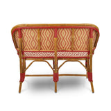Lyon French Bistro Rattan Banquette/Bench, 2-Seat, Diamonds, Small - Gold/Red