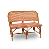 Lyon French Bistro Rattan Banquette/Bench, 2-Seat, Diamonds, Small - Gold/Red