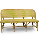 Lyon French Bistro Rattan Banquette/Bench, 3-Seat, Vertical Pattern - Green/Yellow/Gold