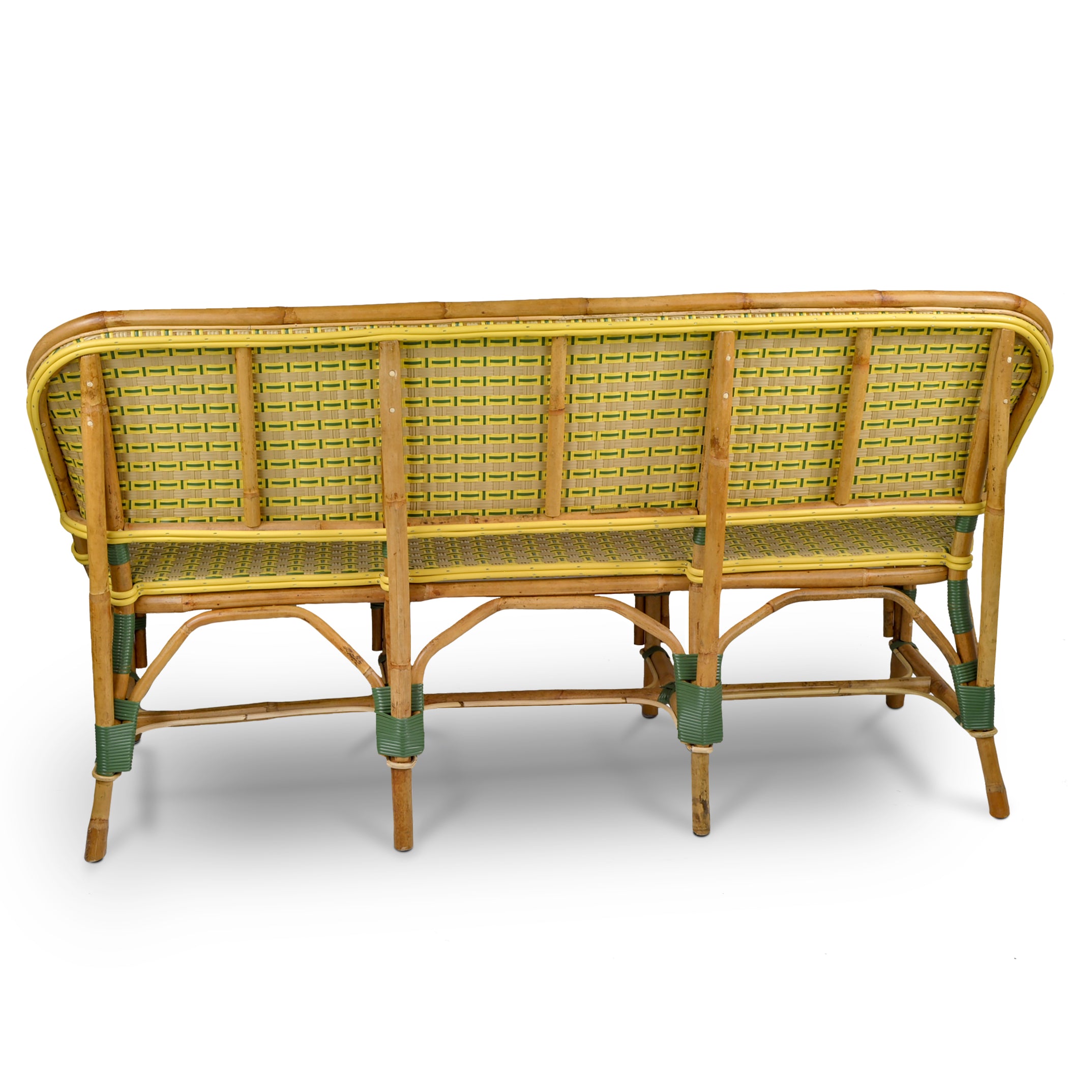 Lyon French Bistro Rattan Banquette/Bench, 3-Seat, Vertical Pattern ...