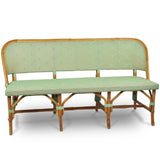 Lyon French Bistro Rattan Banquette/Bench, 3-Seat, Honeycomb - Jade/Pink