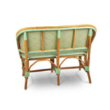 Lyon French Bistro Rattan Banquette/Bench, 2-Seat, Honeycomb - Jade/Pink